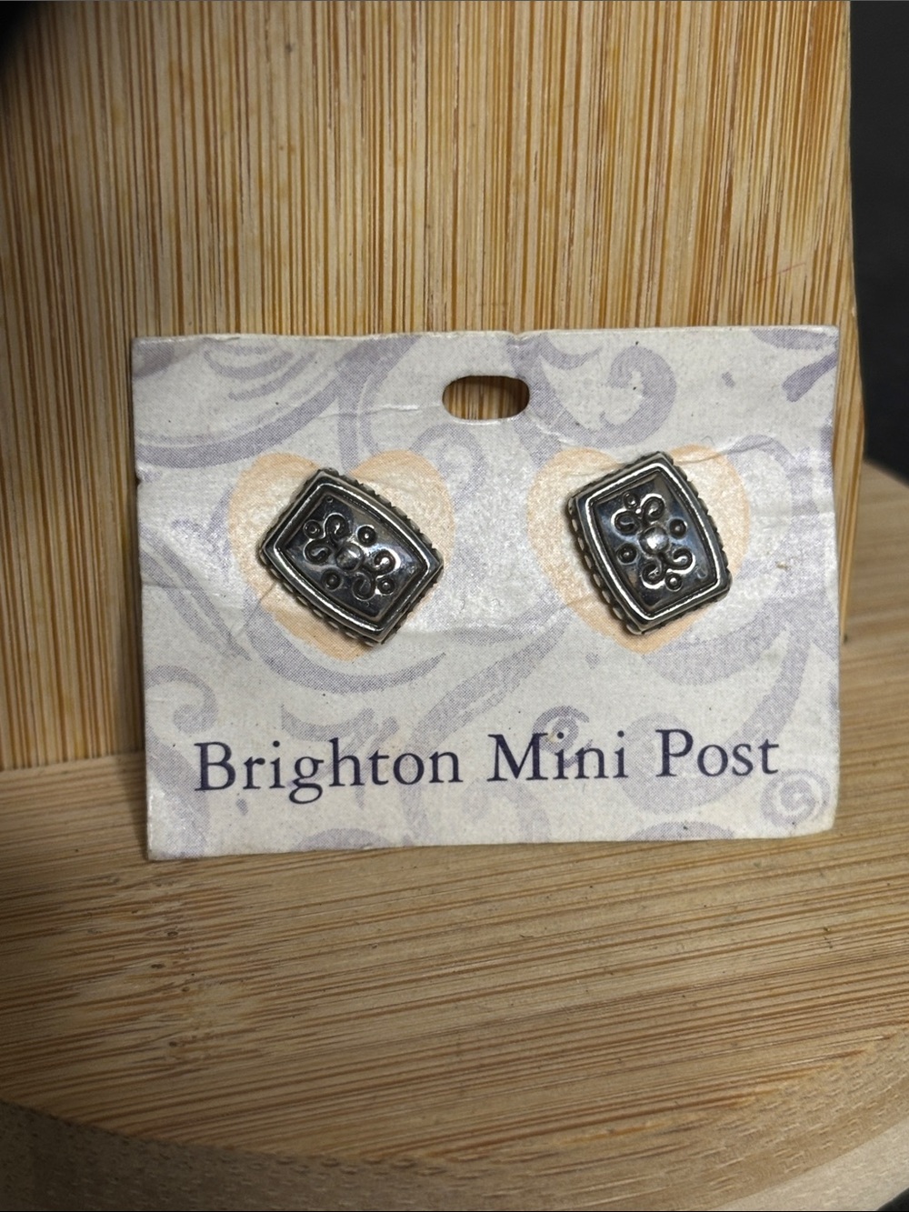 Brighton Silver Filigree Rectangular Mini Post Stud Earrings